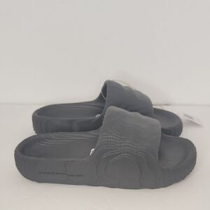 Adidas charcoal gray slide sandals